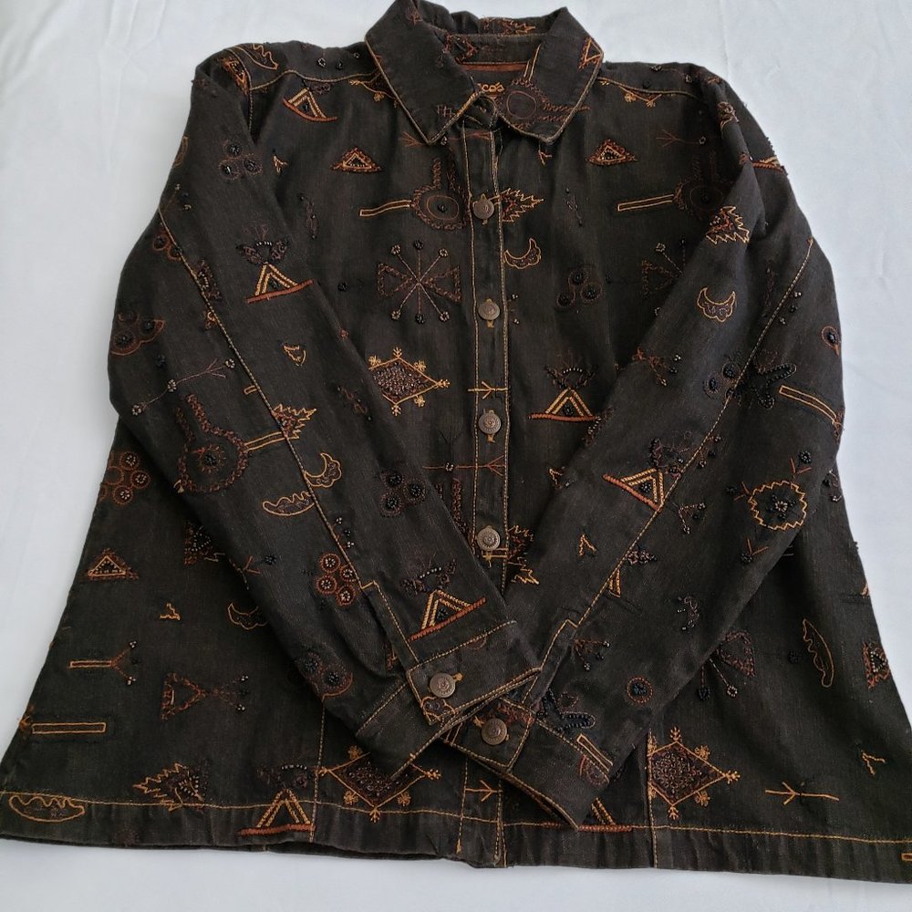 Chico's Anniversary Collection Embroidered Coat
